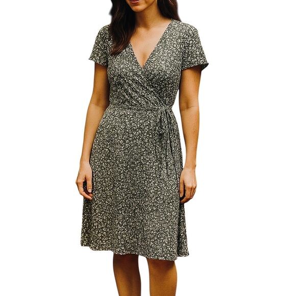 Pact‎ Organic Cotton Wrap Dress Small Soft Casual Sustainable Office Minimalist - Picture 1 of 6